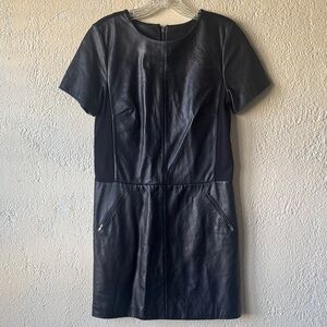 Halogen Black Leather Mini Dress